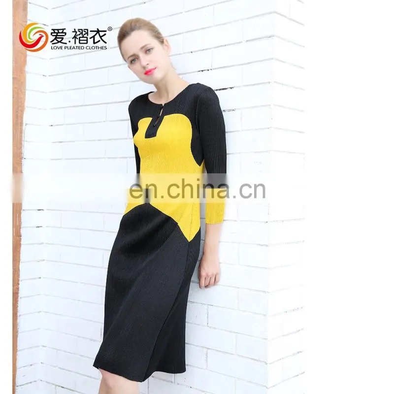 Ladies elegant Sexy Long sleeve High neck One - piece black dresses with see through sleeve