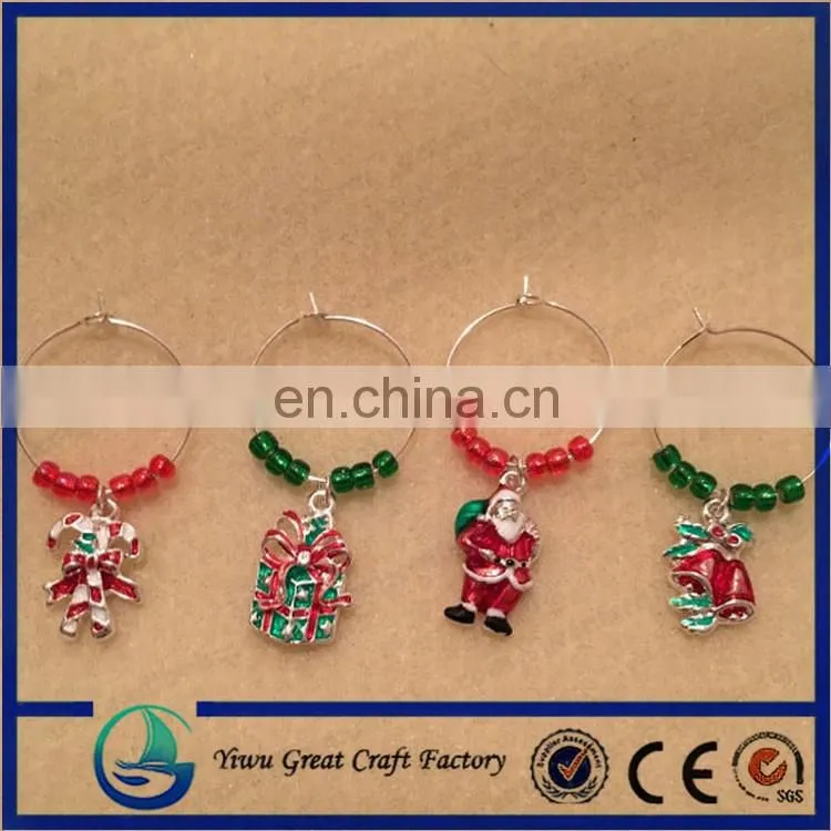Tiny Christmas Ornaments Set of 6 Wine Glass Charms
