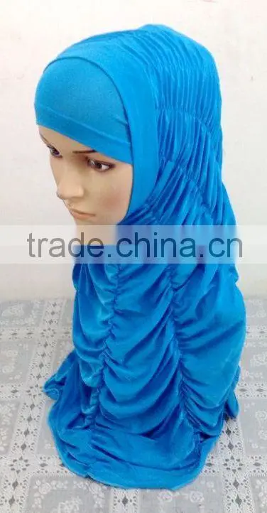 A593 Newest design solid color ruffle TWO Pieces HIJAB