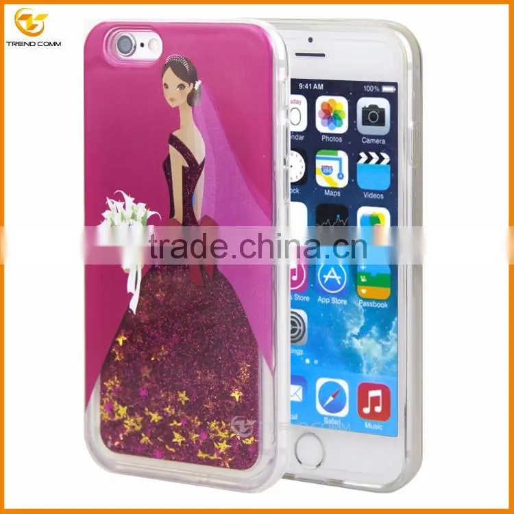 china supplier wedding dress liquid for iphone 6 glitter cover case