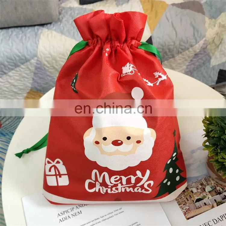 Promotional Christmas Drawstring Non Woven Bag Kids with Custom Logo