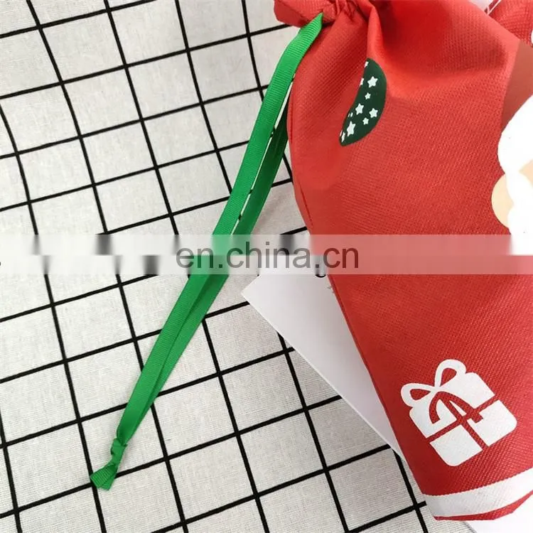 Promotional Christmas Drawstring Non Woven Bag Kids with Custom Logo