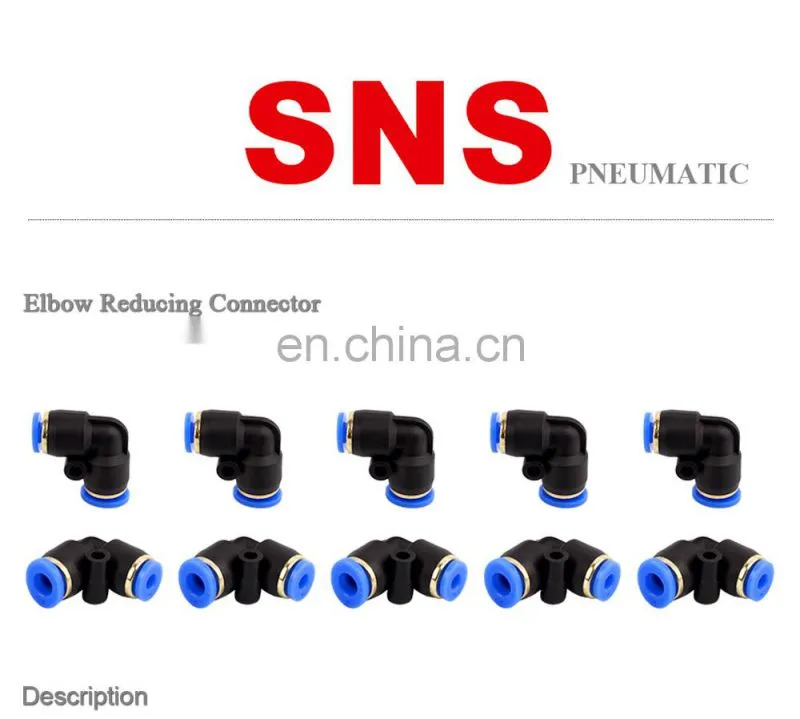 SNS SPVN Series Pneumatic Push In Connect Fitting Elbow Pipe Tube Reducer Quick Connector