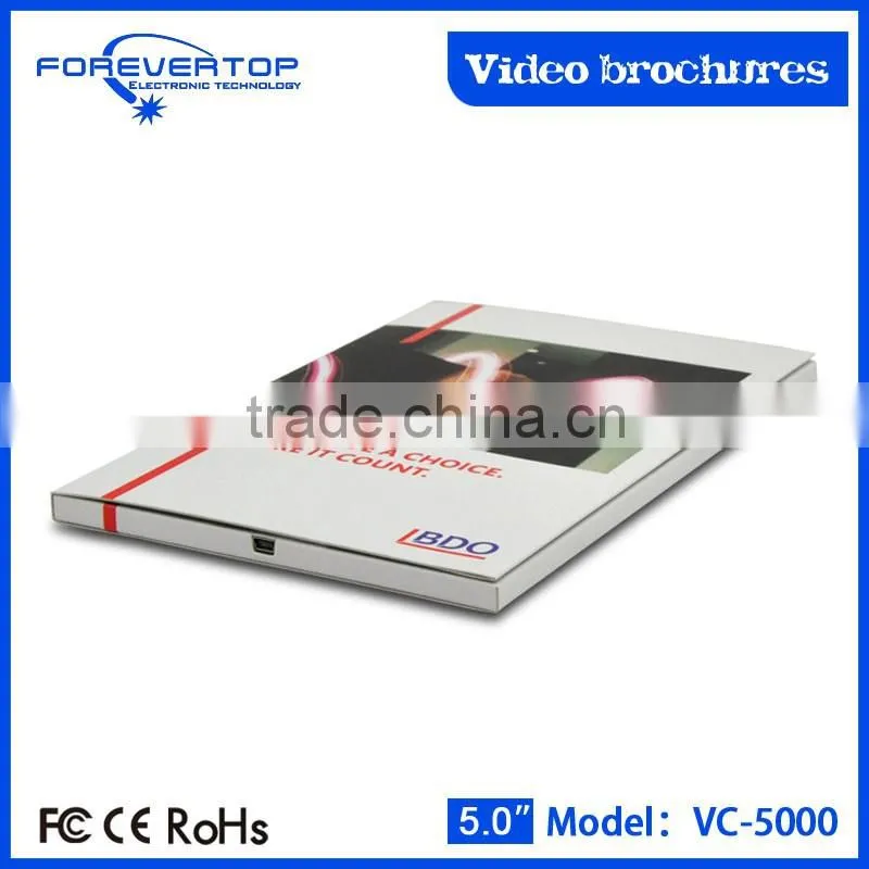 New arrived 5 inch factory price video brochure