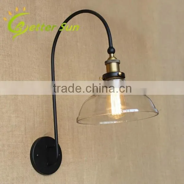 Modern Glass Shade Swing Arm wall light and wall lamp for Bedroom