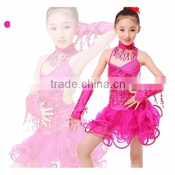 Professional latin dance costume for girls for performance Tasseled Latin Salsa Dancewear Girls Party Dance Costume Dress