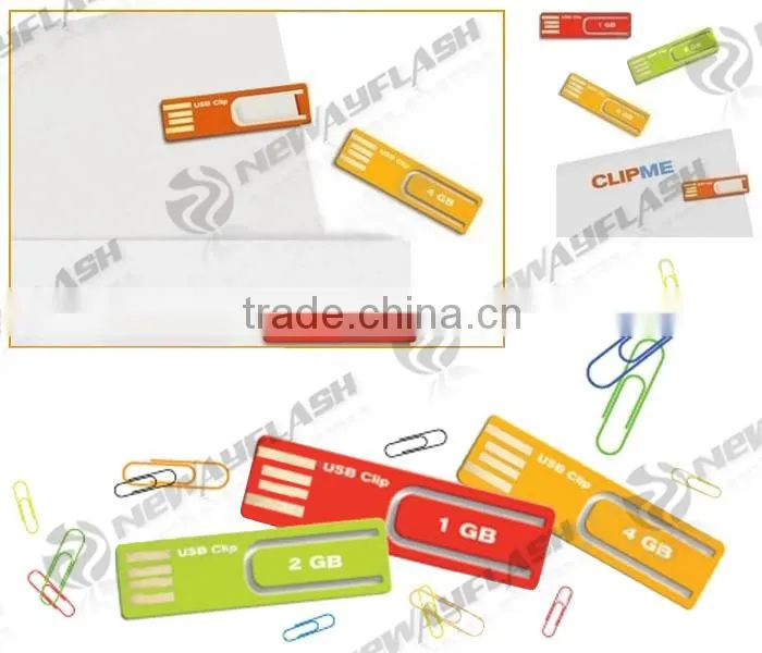 Plastic paper clip usb flash drive, mini super thin clip usb flash drive