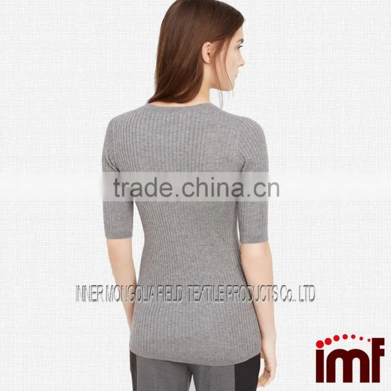 Women Cashmere Sweater Short Sleeve Jumper Pullover Tunic Top Knit Crochet