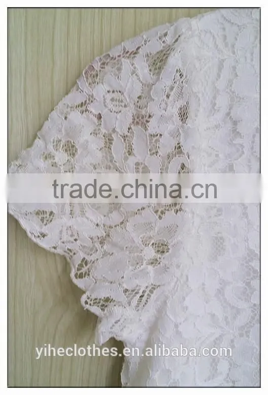 Simple lace T-shirt cap sleeve o-neck double deck T-shirt