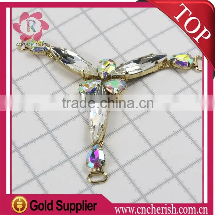 Fashion T Shape arcylic Beads Rhinestone Shoe Decorationl Sandals Ornaments for ladies