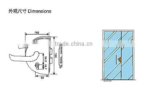 KG-09L glass door lock/one side lock