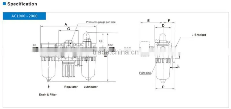 AC1000-5000 series Air Filter Combination F.R.L Combination