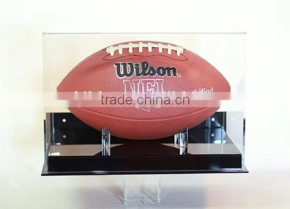 Football display case Wall Mount full size 85% UV filtering acrylic memorabilia collectible showcase with black acrylic base