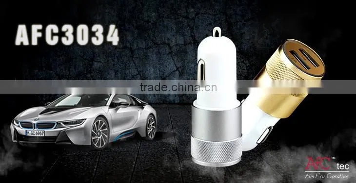 Freee Sample ABS Metal Double Micro USB Car Charger 2 amp