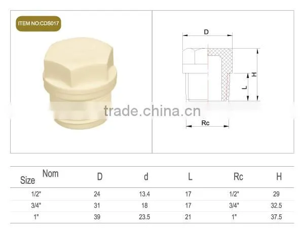 CPVC THREAD PLUG(ASTM D2846)
