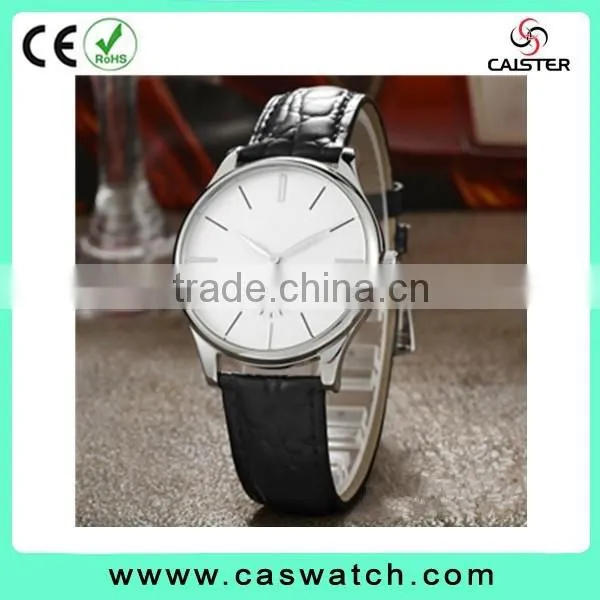 2016 classic design concise couple watch, crocodile texture leather watch, fancy couple watch with a small eye