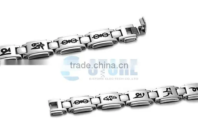 Fashion New 6 Words Titanium Germanium Magnetic Bracelet Energy Balance Bracelet For Men