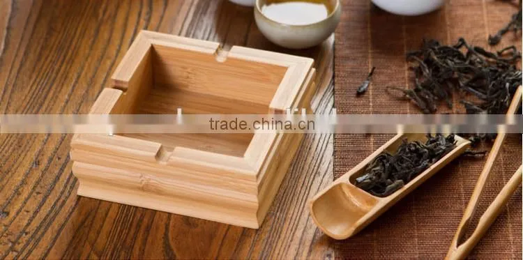 Portable Bamboo Outdoor Ashtray with Lid for Home