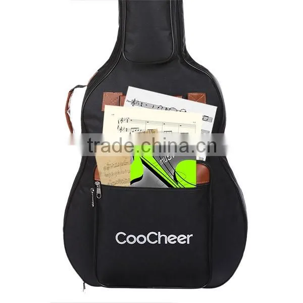 CooCheer 600D Oxford Acoustic Guitar Bag 5-Pocket Padded Gig Bag with Guitar Strap and 12 Pick Samplers AM002527