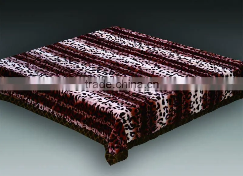 100% polyester raschel quality printed interweave double blanket