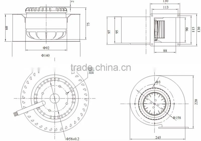 220V or 110V small smoke ventilator with 2016 new housing