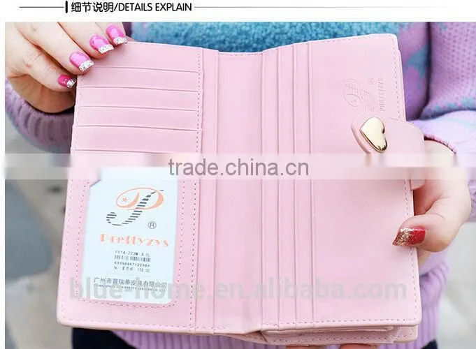 Latest heart design long hasp ladies purse Good quality Showing elegance