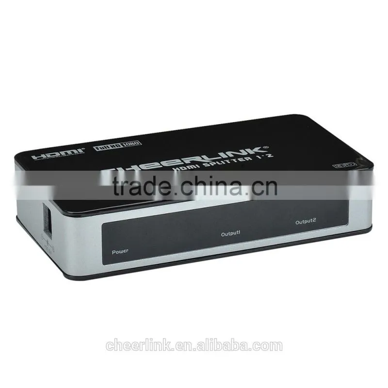 hot sell CHEERLINK Full 1080P HD/3D HDMI Splitter 1x2 / remote control/black