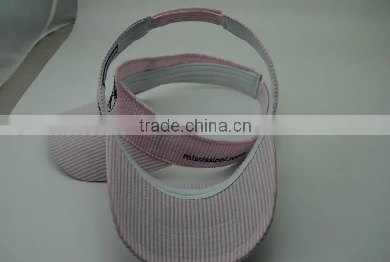 white and pink curved brim sun visor cap