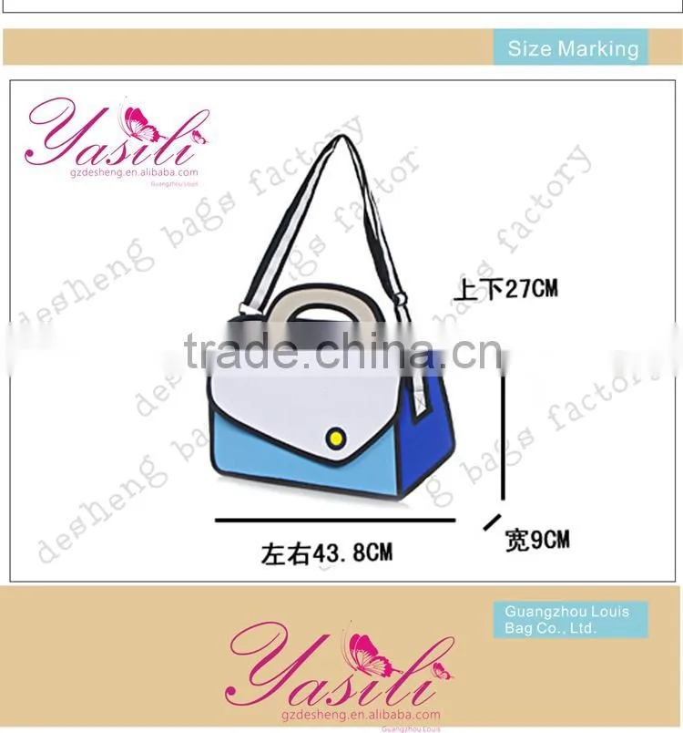 Best selling 3D bag ,cartoon bag comic 3d bag,2d 3d cartoon canvas satchel backpack bag