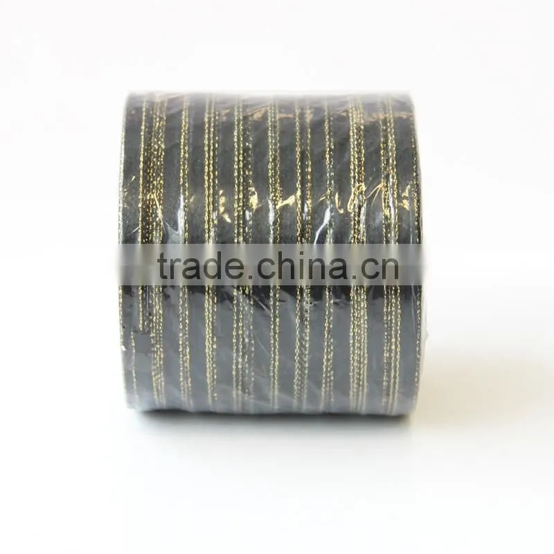 DIY Polyester single face satin ribbon with gold or silver edge