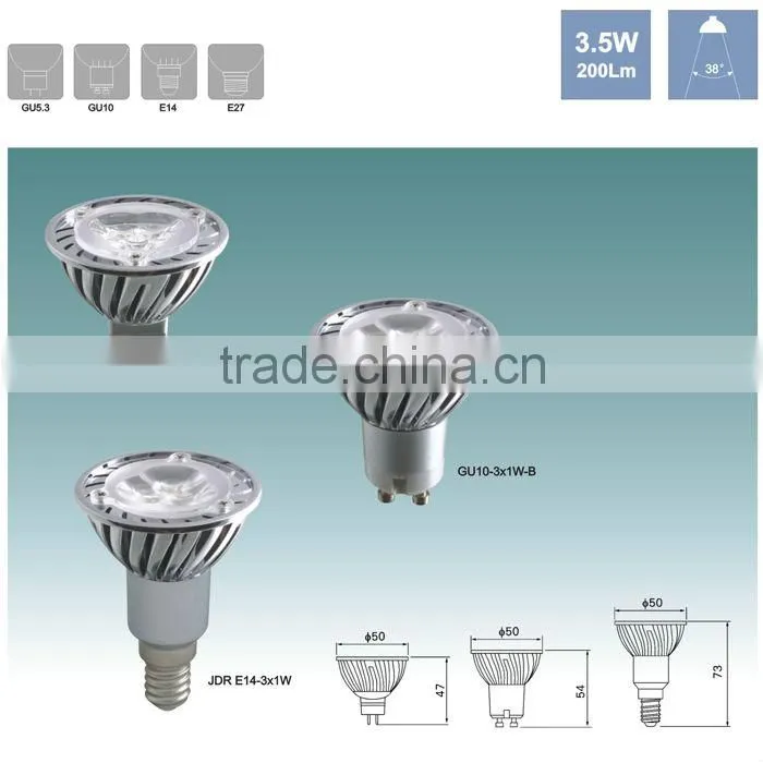 2013 New product MR16 3.5W 12V 200LM High Power LED Bulb