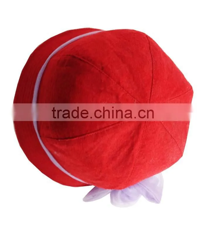 2016 New design100% cotton Fashion Gift Ladies Wool Felt cap hat bucket hat with black bow
