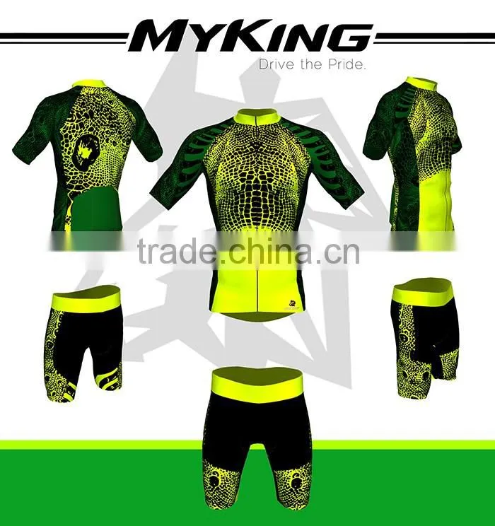 Green Highlight Creative Mens Short Cycling Jersey