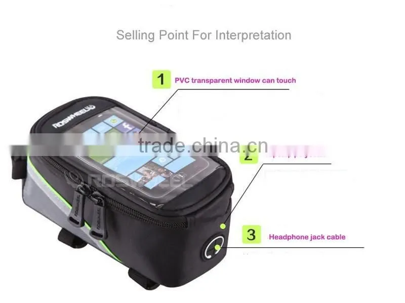 Factory Wholesale Package Outdoor Cycling Waterproof Bike Bag with Mobile Phone Screen Touch Large size 5.5-inch