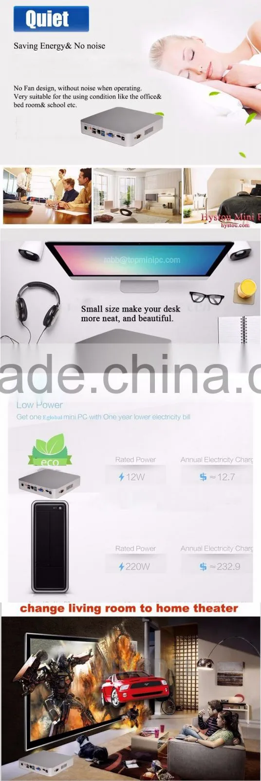 2016 new fanless mini computer low power with windows10 Intel N3150 HD mini pc 1080p 1LAN 1 HDMI RAM 8GB 8GB SSD 500GB HDD