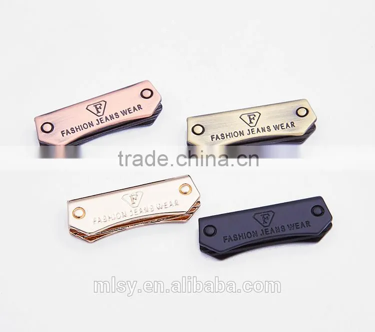 Fashion custom gold metal logo label for pants Brightness E3-80002