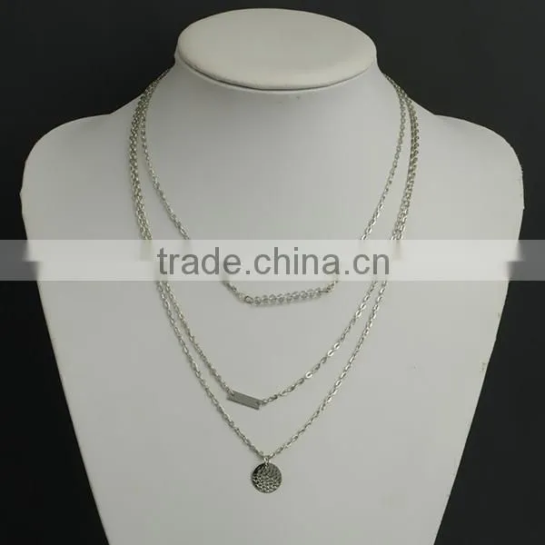 silver layers funny fashion jewelry necklace,fashion fake silver necklace