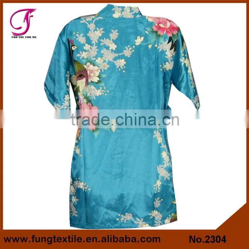 2313 Wholesale Children Peacock Pattern Satin Robe