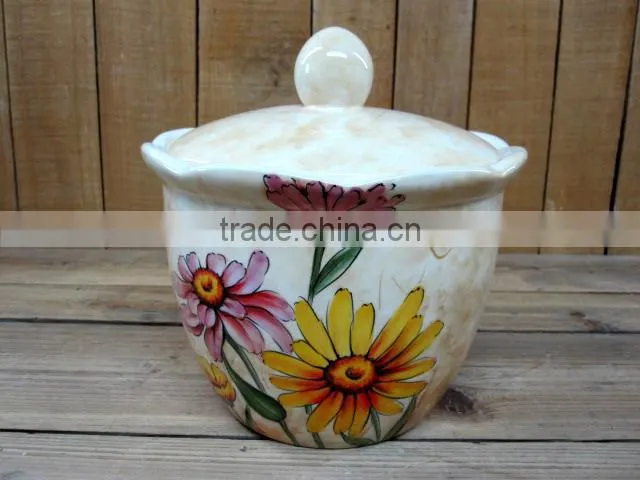 Wholesale handpaint daisy ceramic hang side flower planter set