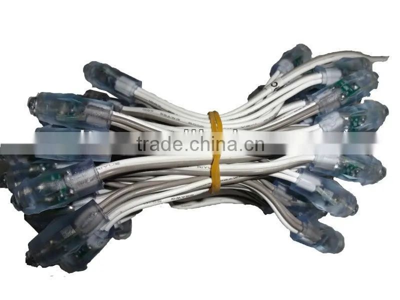 GREEN color led 12mm node,through-hole type,injection made,IP65 rated;DC5V input;0.1W;50pcs a string