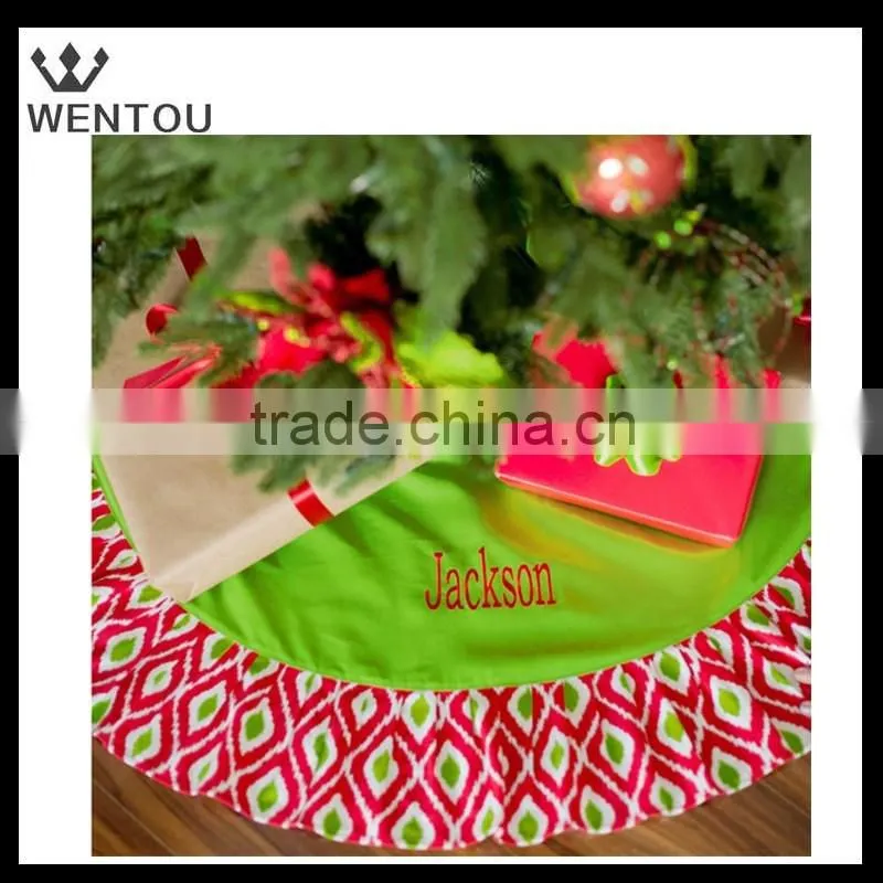 Personalized Monogrammed Burlap plaid Tree Skirt