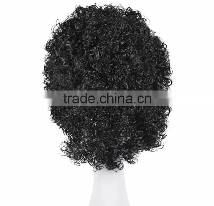 African American Natural Black Wig kinky Afro Curly curls Hair cheap Wigs N510