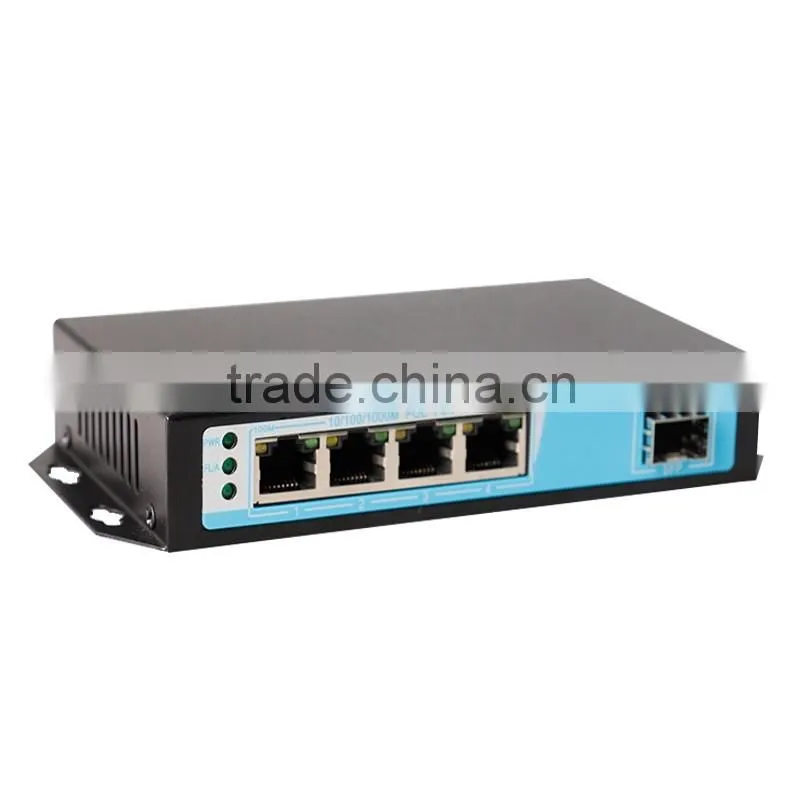 OEM 4 port Gigabit POE switch with 1 sfp slot 20km