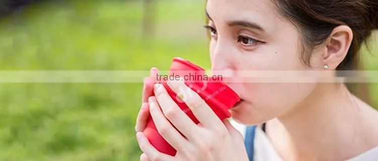 Folding Design Heat Resistant Food Grade Silicone Tea Cup For Office