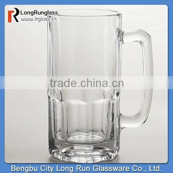 LongRun 19oz New Design Dimpled Glass Beer Steins Elegant Drinking Glass Mug