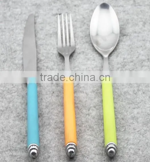 3pcs color handle stainless steel cutlery set