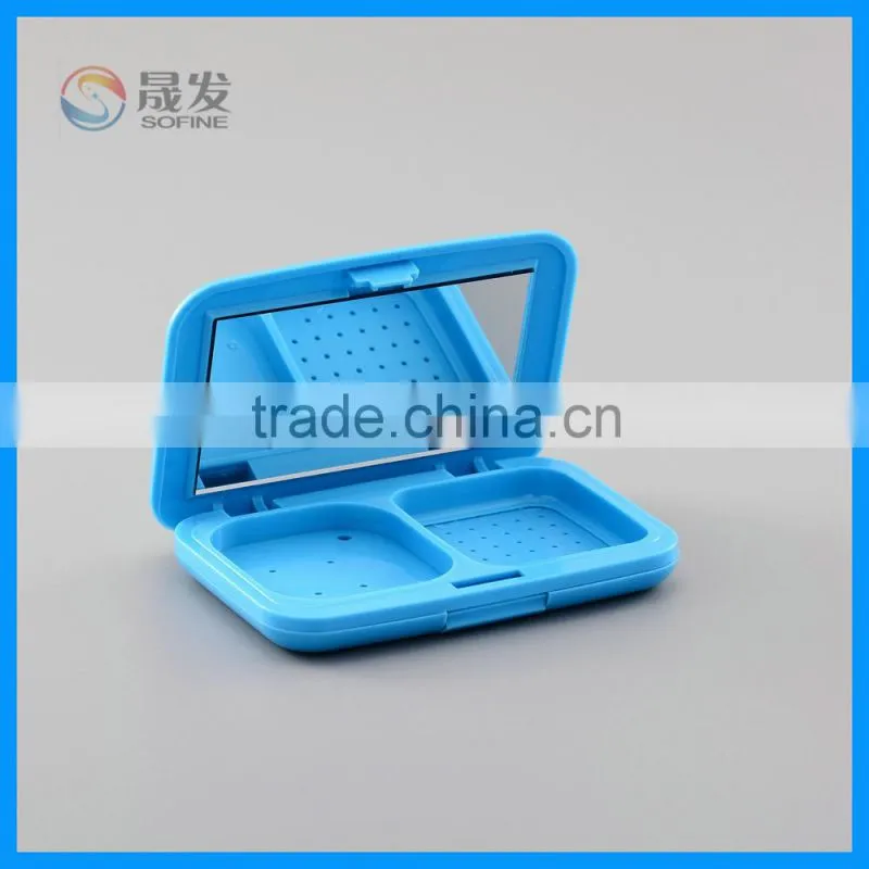 Empty square compact powder case,empty compact case cosmetics packaging