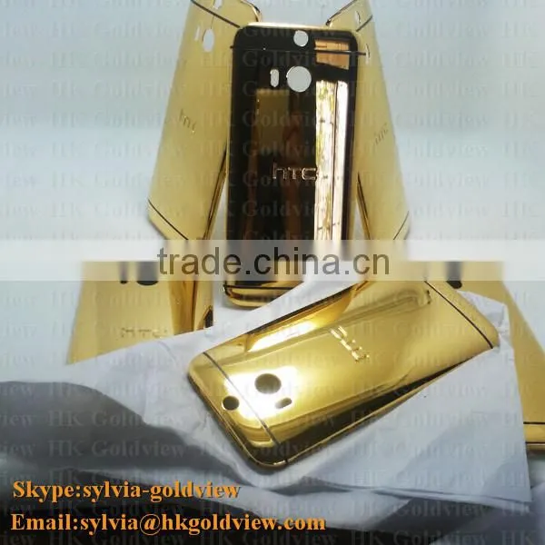 High quality for HTC M8 back cover gold in good price, 24k 24ct gold housing for HTC M8