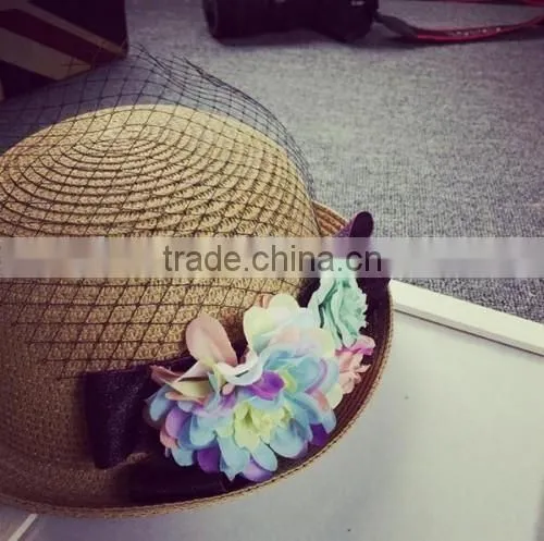 factory wholesale handmade high quality beach sun hat original selling flower latest 2016 straw hat wholesale