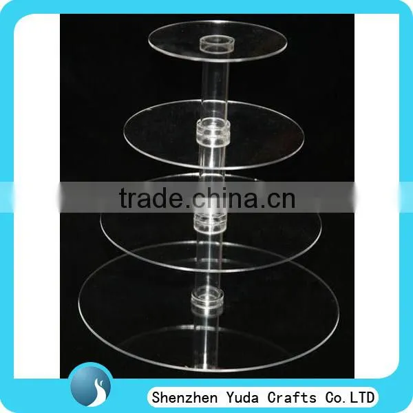 round shape cheap custom clear acrylic 4 tier wedding cake stand high quality